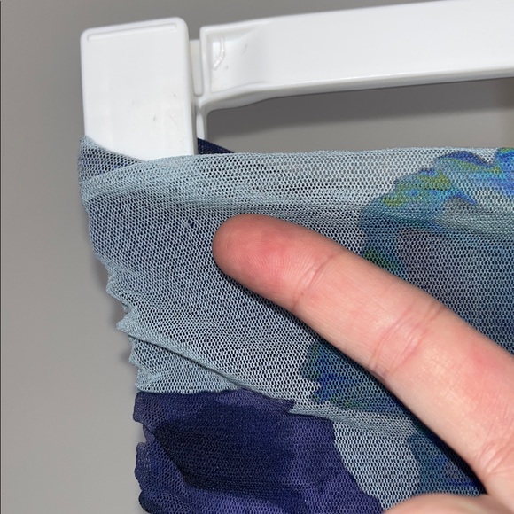 FUZZI Strapless Bandeau Blue Floral Mesh Jumpsuit in Blue Size SMALL - Picture 9 of 10